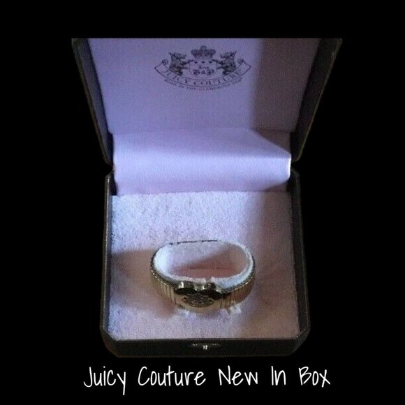 Juicy Couture Heart Bracelet with Accordion Band - Vintage Logo, New In Box - Picture 1 of 3
